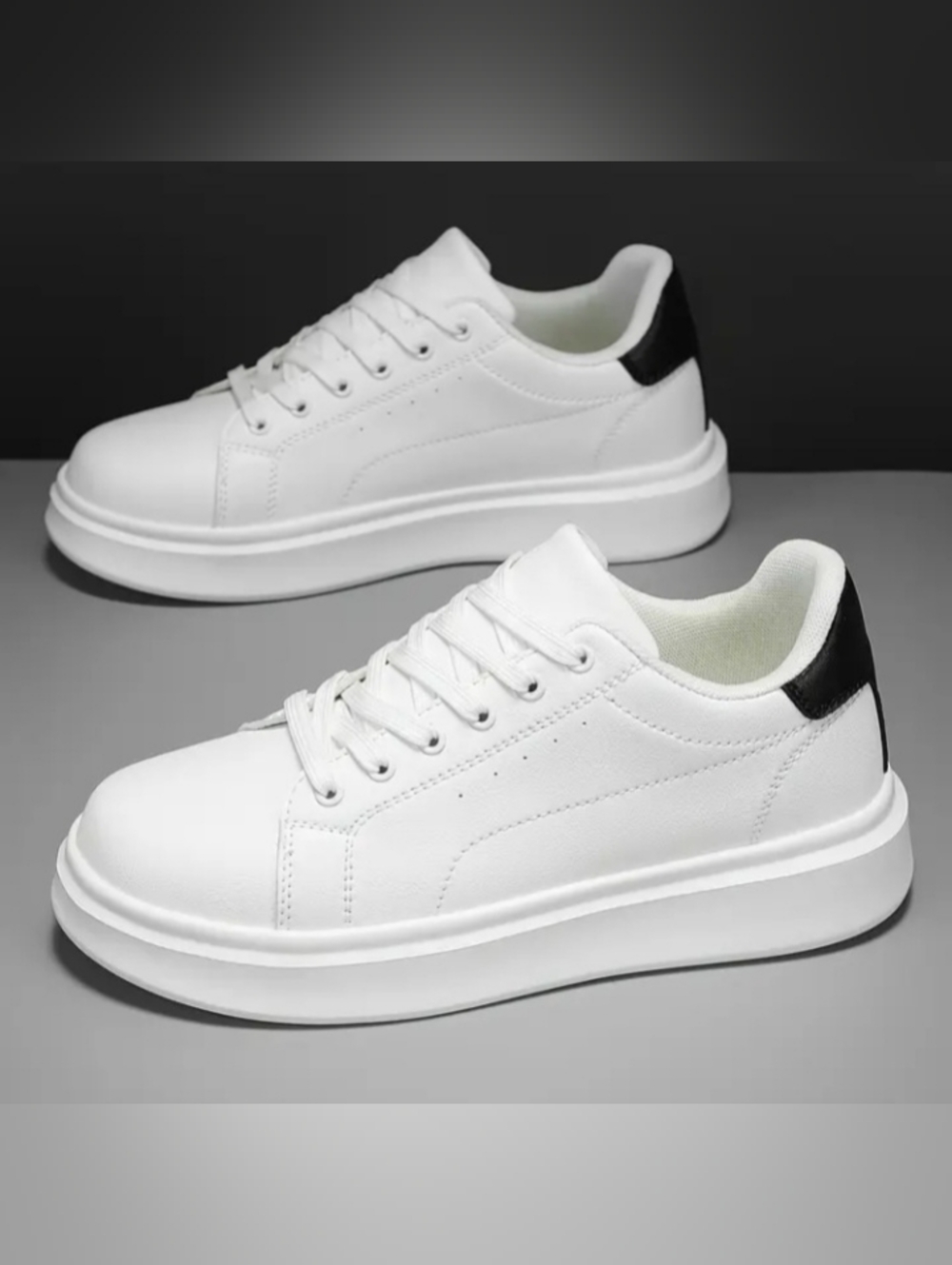 Men White & Black Platform Canvas Sneakers